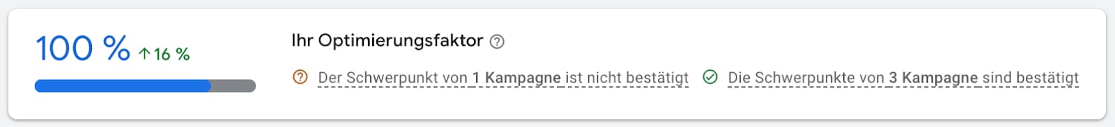 Optimierungsfaktor Google Ads
