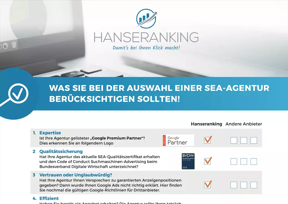 SEA Agentur Auswahl