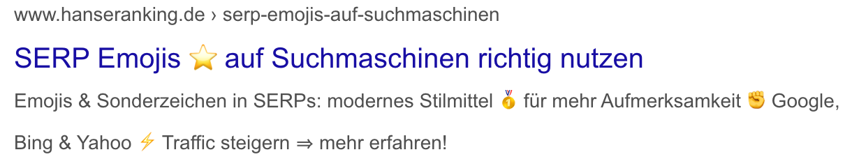 SERP Emoji Beispiel