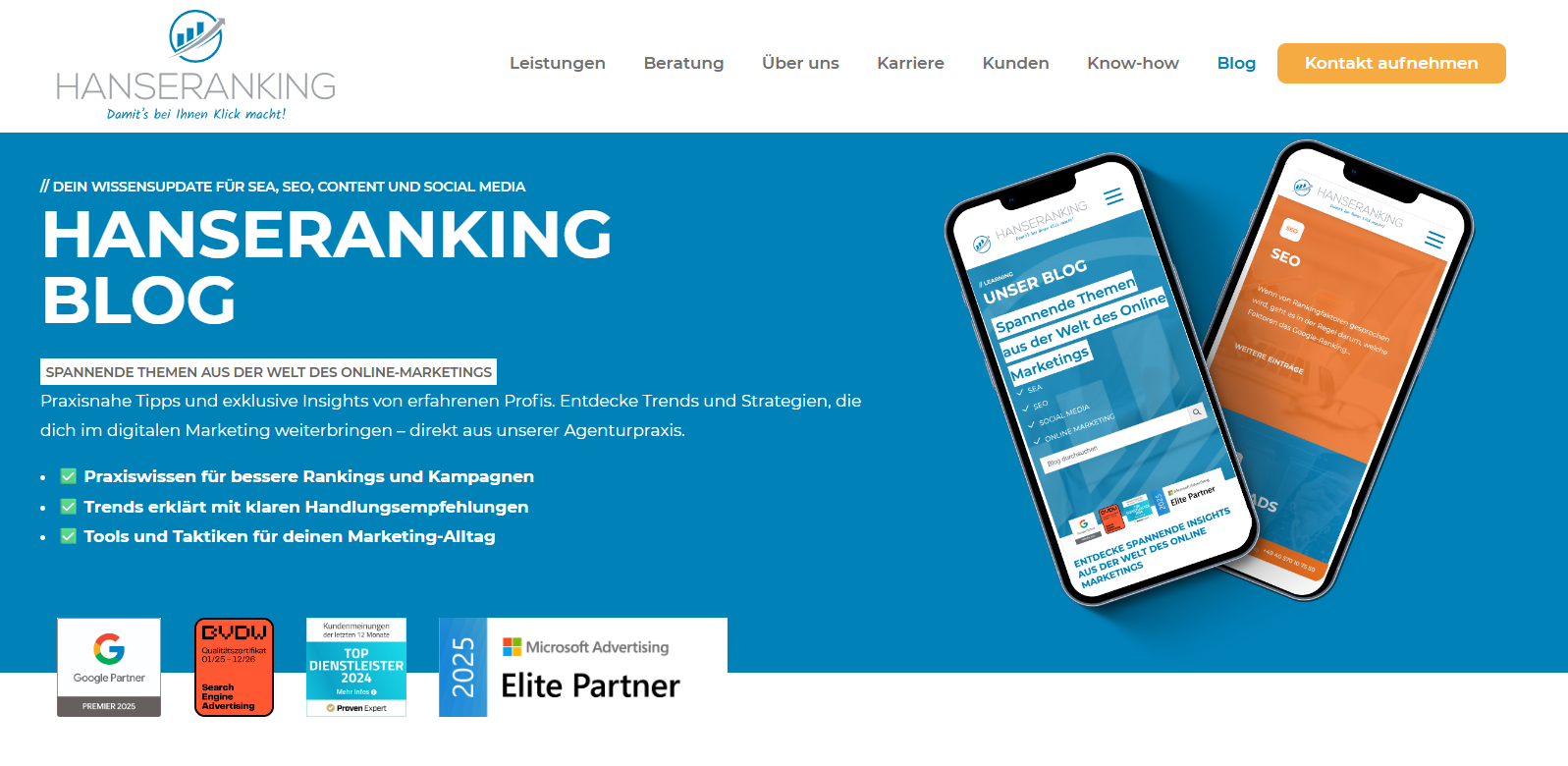 Screenshot Hanseranking Blogseite
