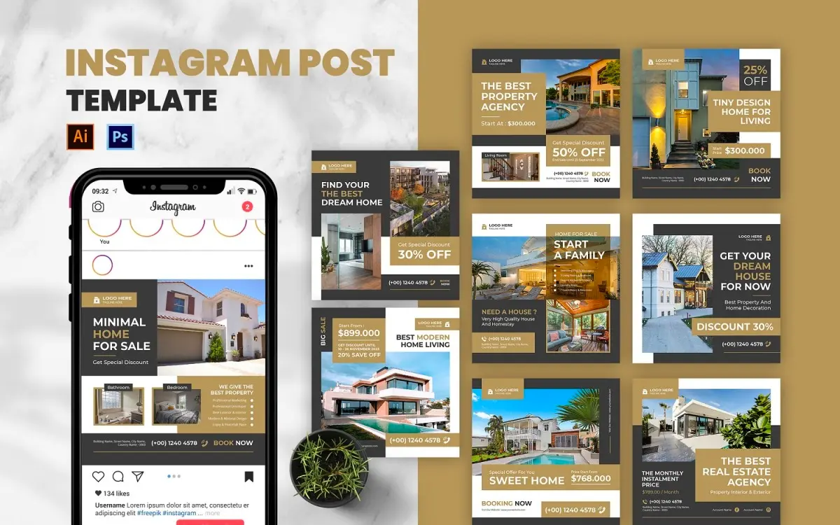 Instagram Post Template für Immobilienmakler