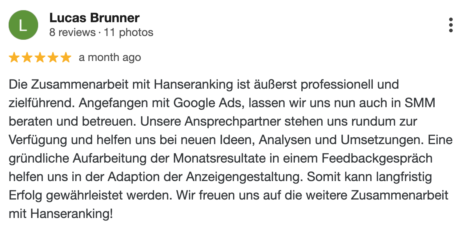 Bewertungen_Hanseranking-3 positive Bewertung von Lucas